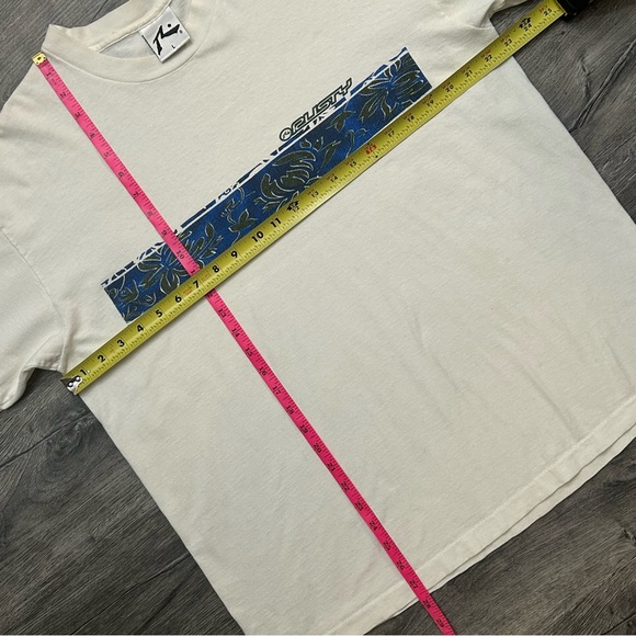 VTG 90s Rusty Surf T Shirt Single Stitch Made In USA White Floral Band Mens L - Picture 8 of 8